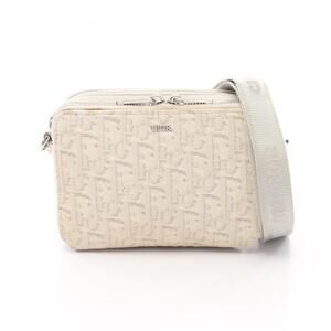 CHRISTIAN DIOR White Canvas Shoulder Bag